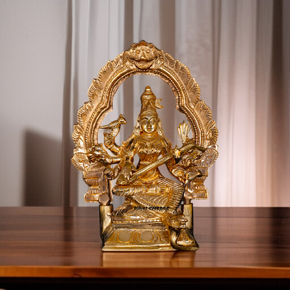 Matangi Devi with eight hand Panchaloha statue - 6 Inches Nikuressence