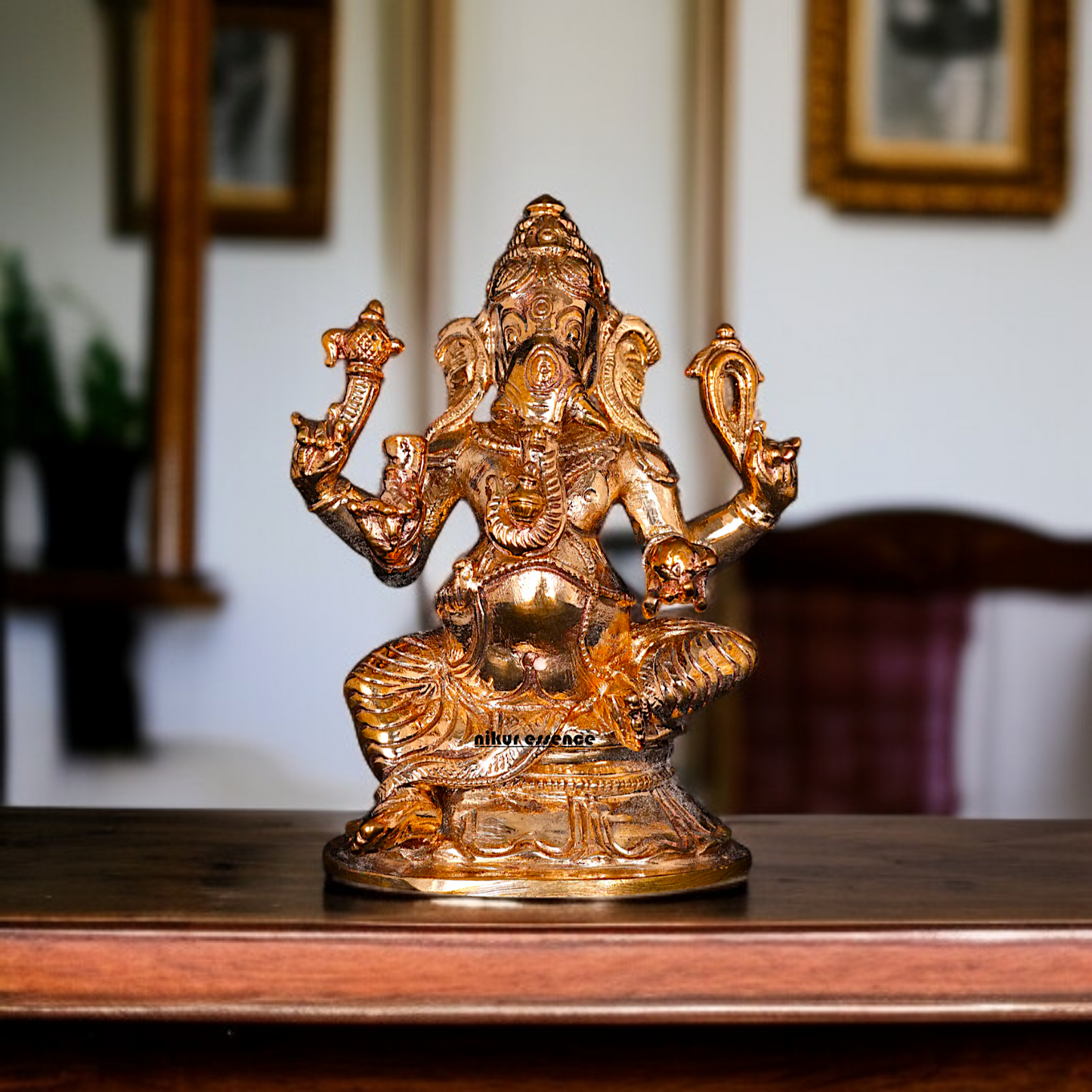 Ganesha Vinayaka seated Panchaloha statue - 3 Inches Nikuressence