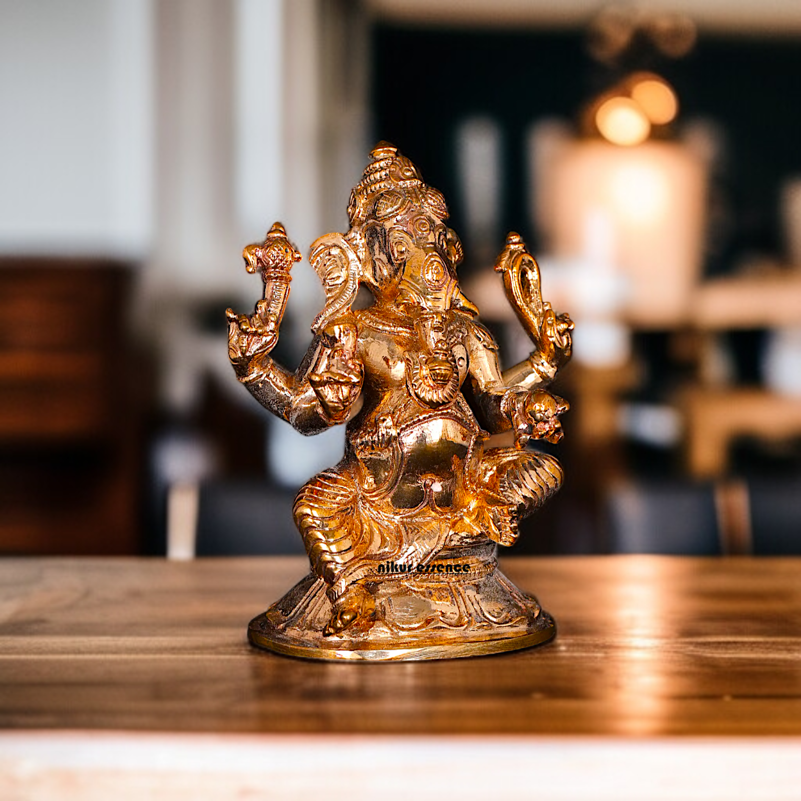 Ganesha Vinayaka seated Panchaloha statue - 3 Inches Nikuressence