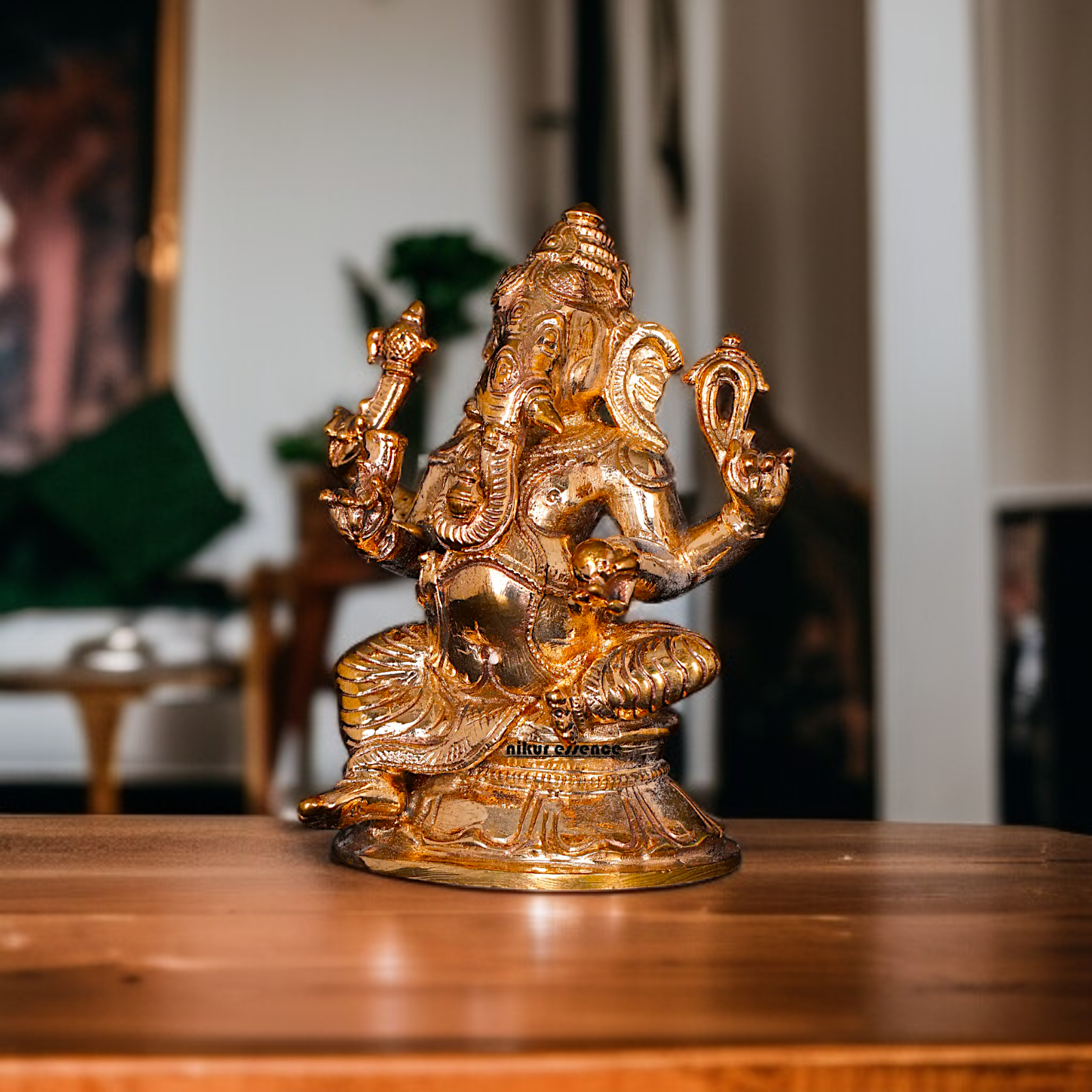 Ganesha Vinayaka seated Panchaloha statue - 3 Inches Nikuressence