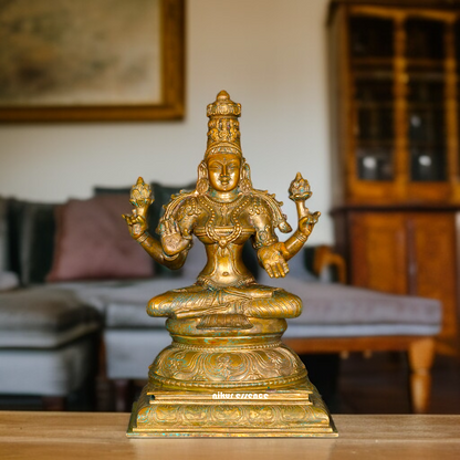 Goddess Lakshmi Sitting with Blessing Panchaloha statue - 12 Inches Nikuressence