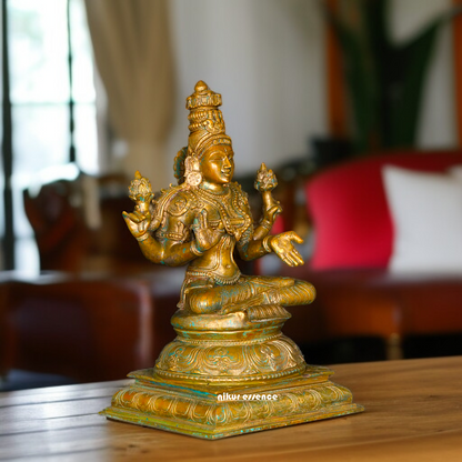 Goddess Lakshmi Sitting with Blessing Panchaloha statue - 12 Inches Nikuressence