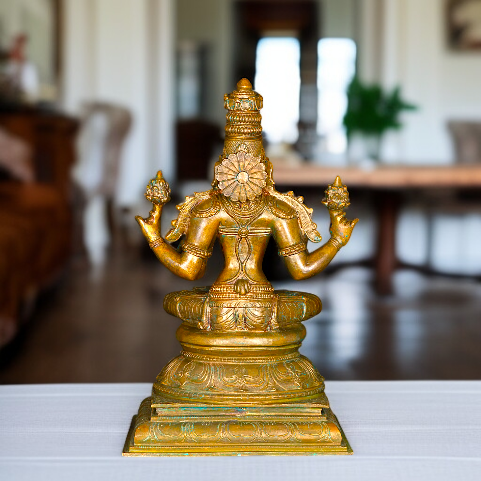 Goddess Lakshmi Sitting with Blessing Panchaloha statue - 12 Inches Nikuressence