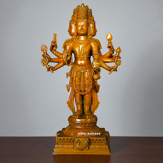 Large Brahma standing Blessing with Four hand Panchaloha statue - 2 Feet Nikuressence