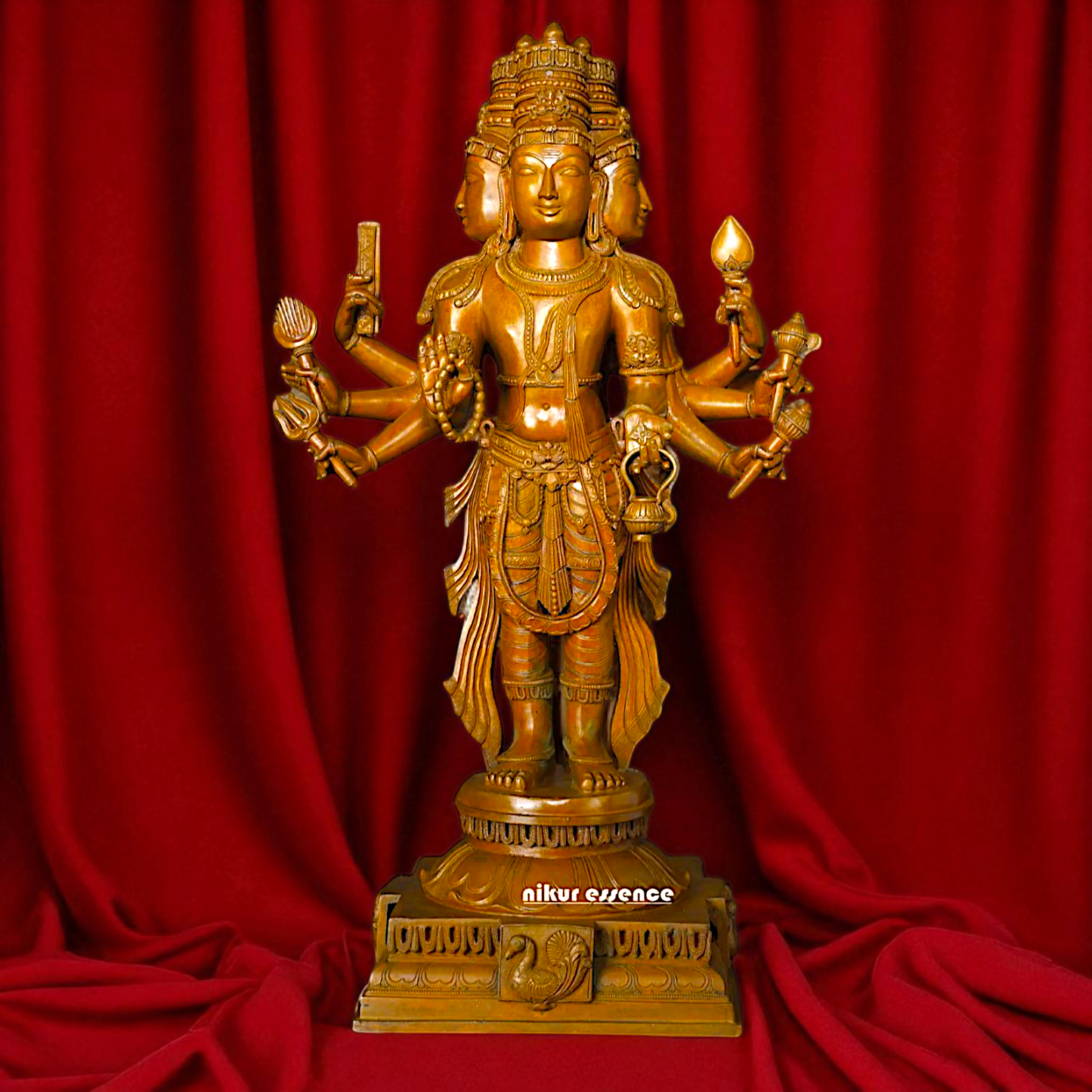 Large Brahma standing Blessing with Four hand Panchaloha statue - 2 Feet Nikuressence
