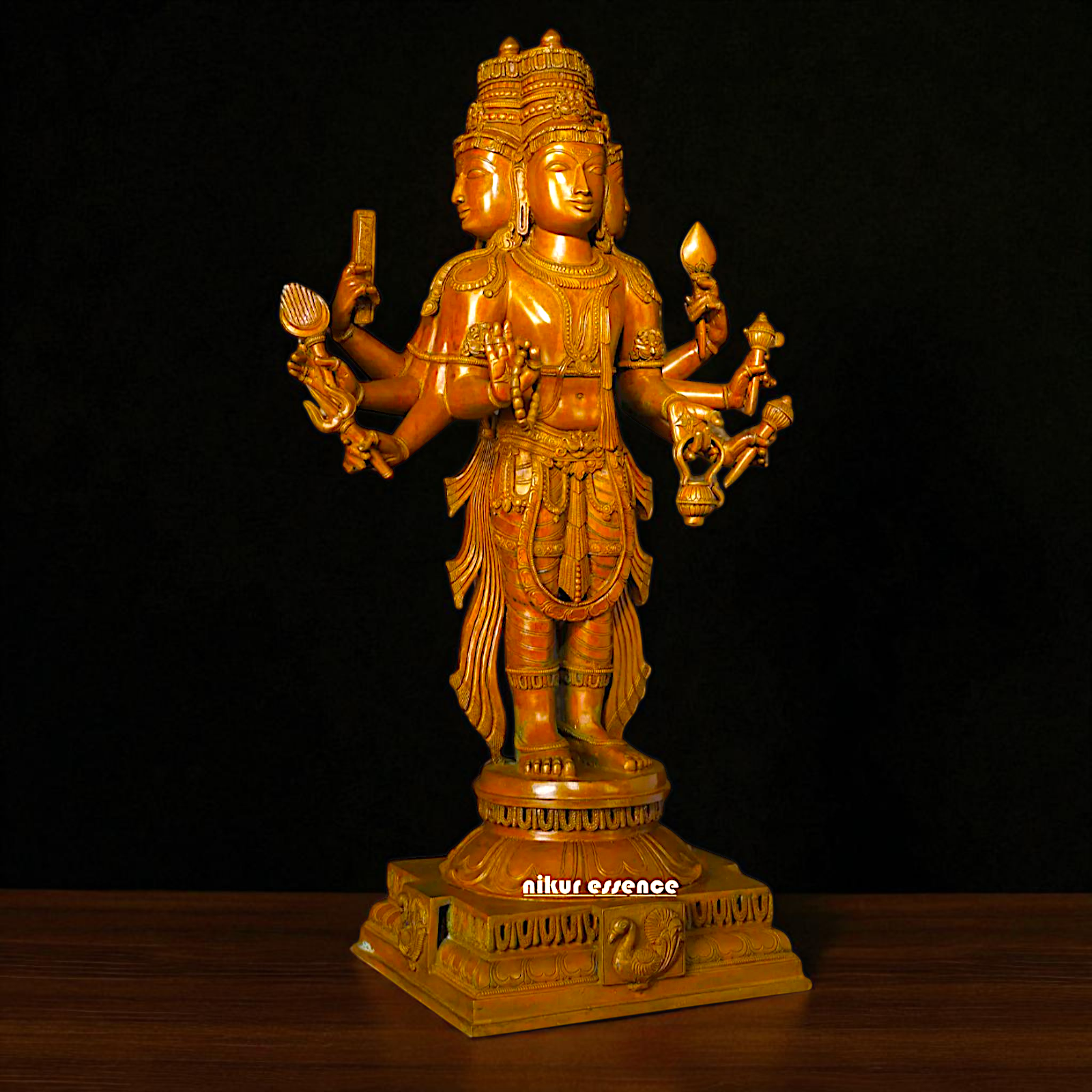 Large Brahma standing Blessing with Four hand Panchaloha statue - 2 Feet Nikuressence