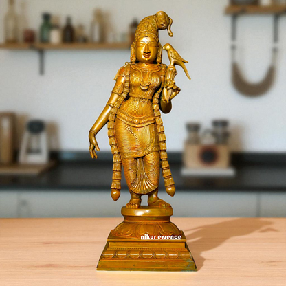 Andal Standing with parrot Panchaloha statue - 24 inches Nikuressence