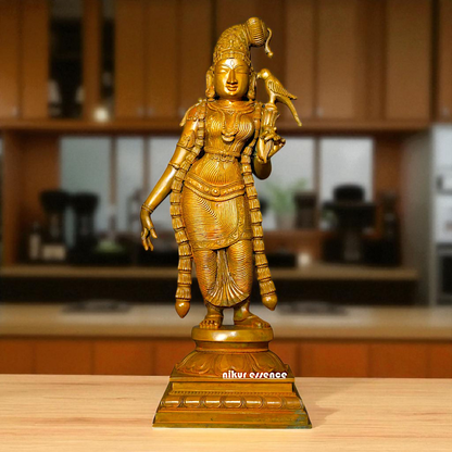 Andal Standing with parrot Panchaloha statue - 24 inches Nikuressence