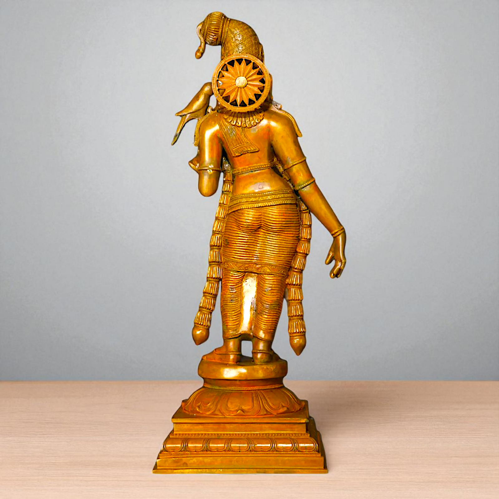 Andal Standing with parrot Panchaloha statue - 24 inches Nikuressence