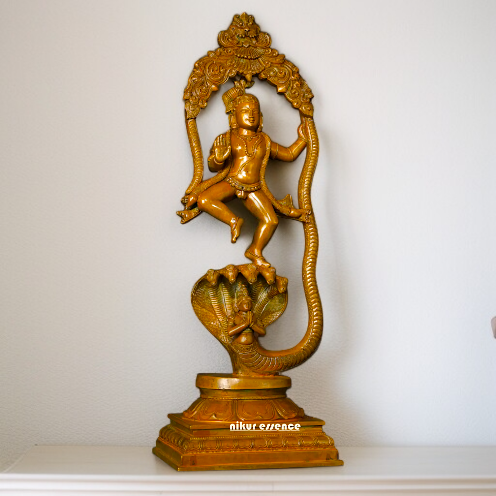 Kaliya Naag Krishna Standing sheshnag Panchaloha statue - 24 inches Nikuressence