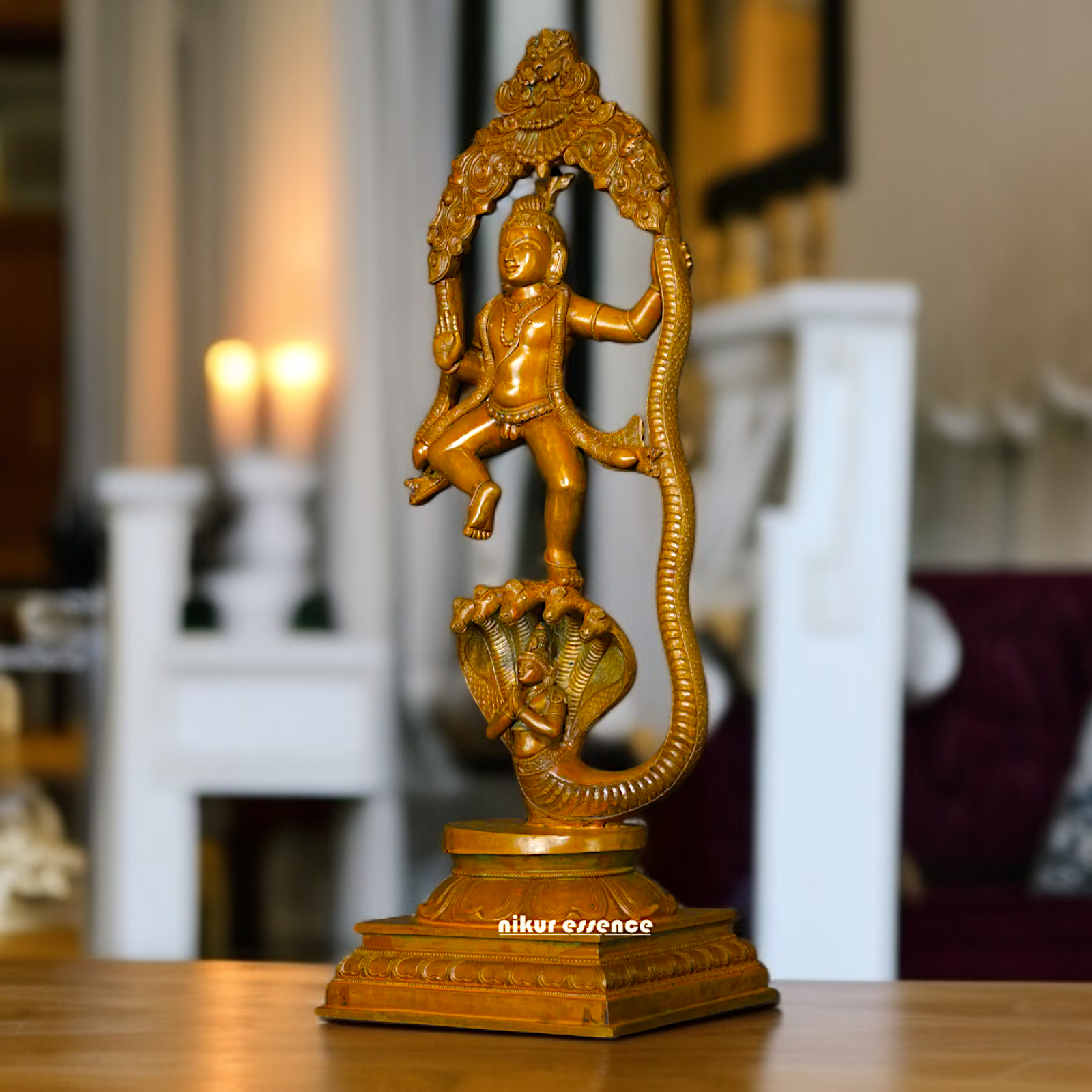 Kaliya Naag Krishna Standing sheshnag Panchaloha statue - 24 inches Nikuressence