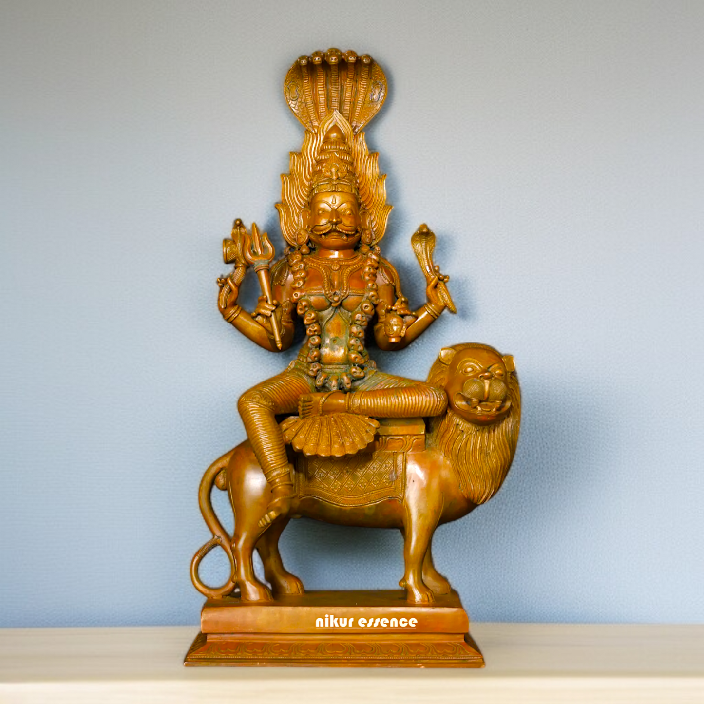 pratyangira devi seated on lion Panchaloha statue - 20 inches Nikuressence