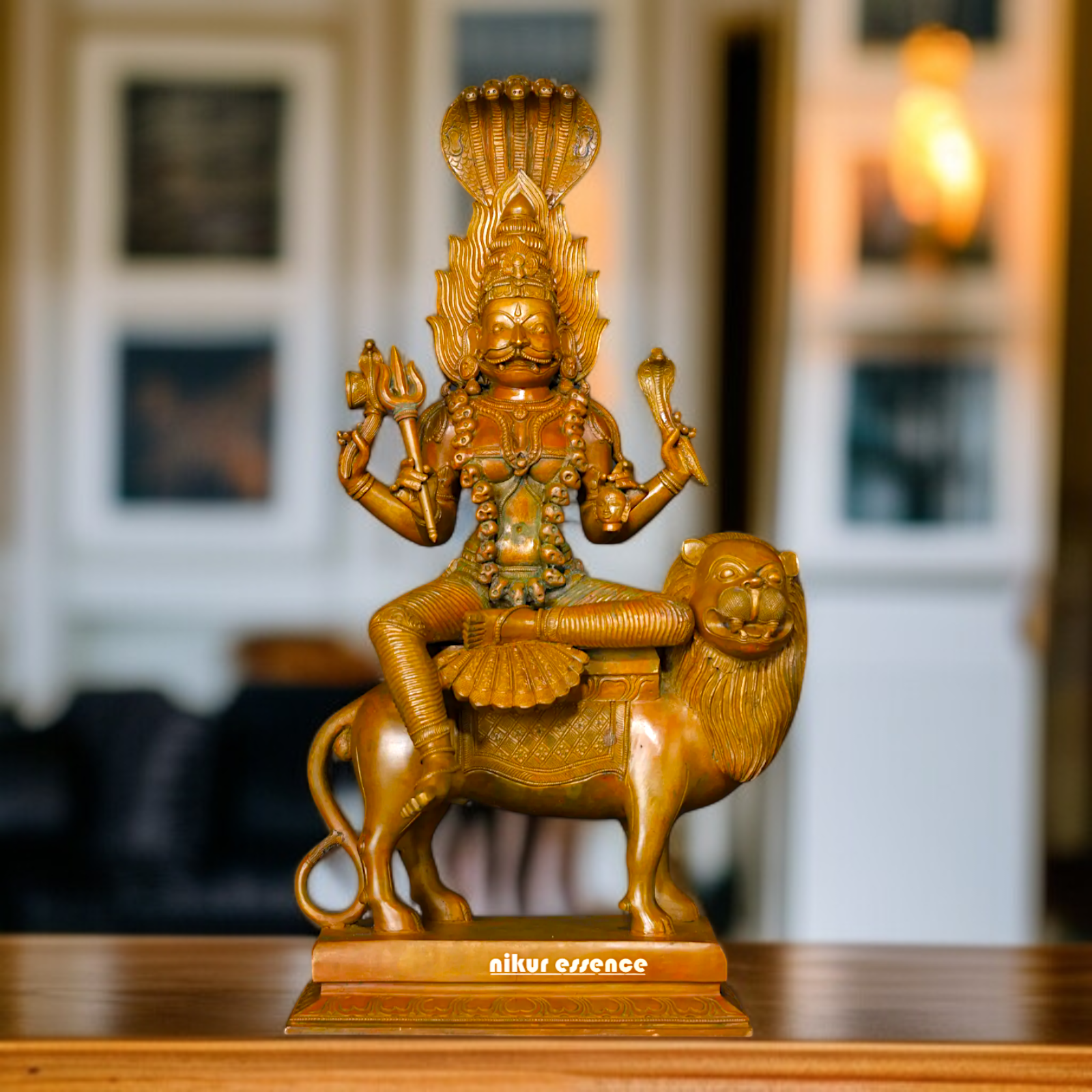 pratyangira devi seated on lion Panchaloha statue - 20 inches Nikuressence