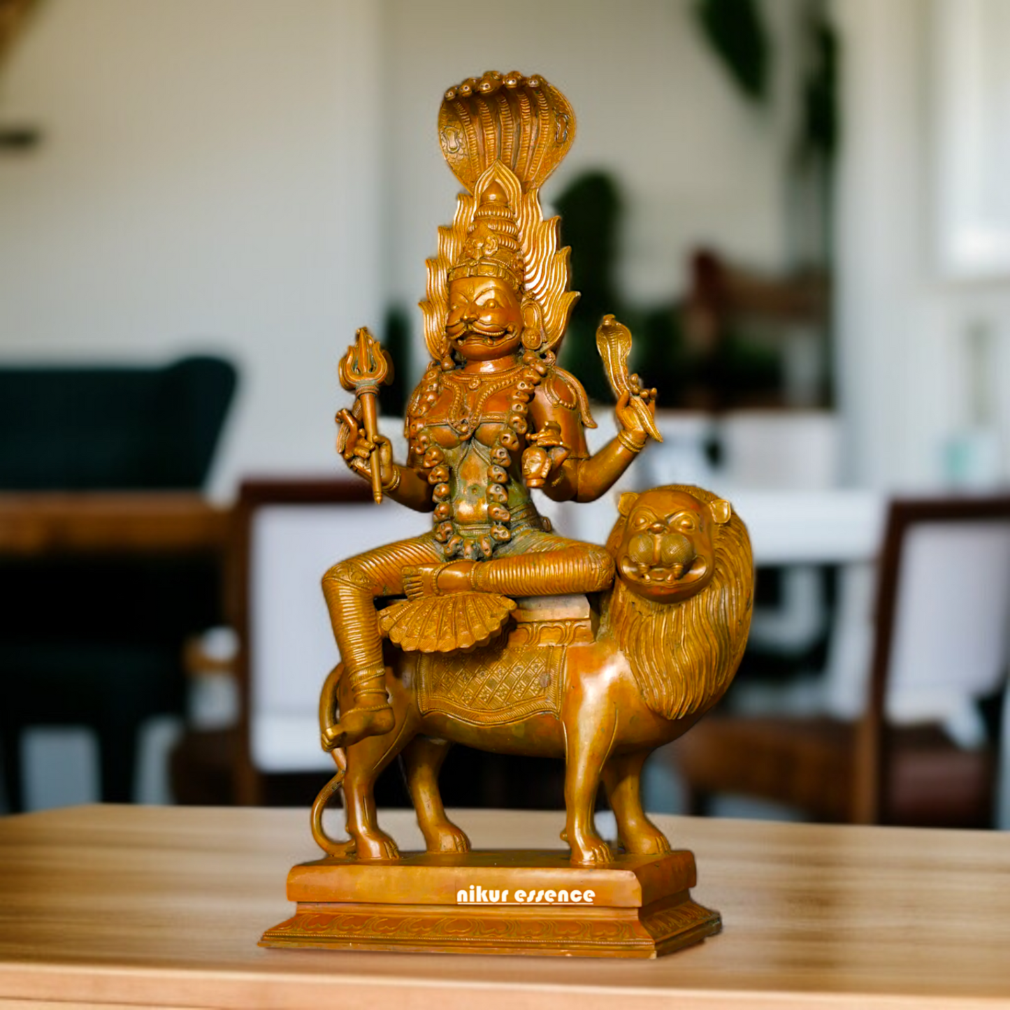 pratyangira devi seated on lion Panchaloha statue - 20 inches Nikuressence