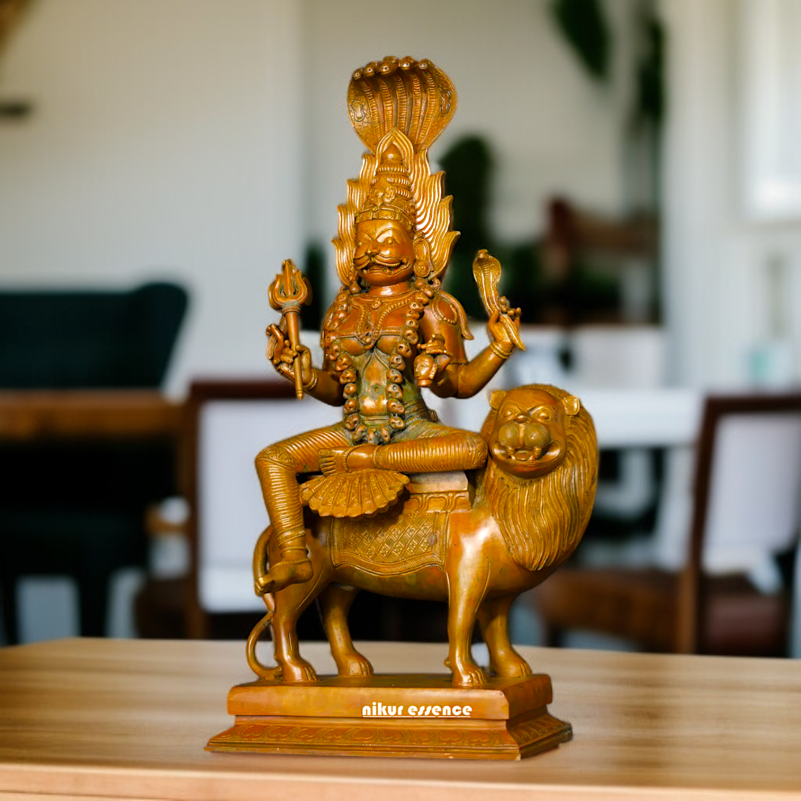 pratyangira devi seated on lion Panchaloha statue - 20 inches Nikuressence