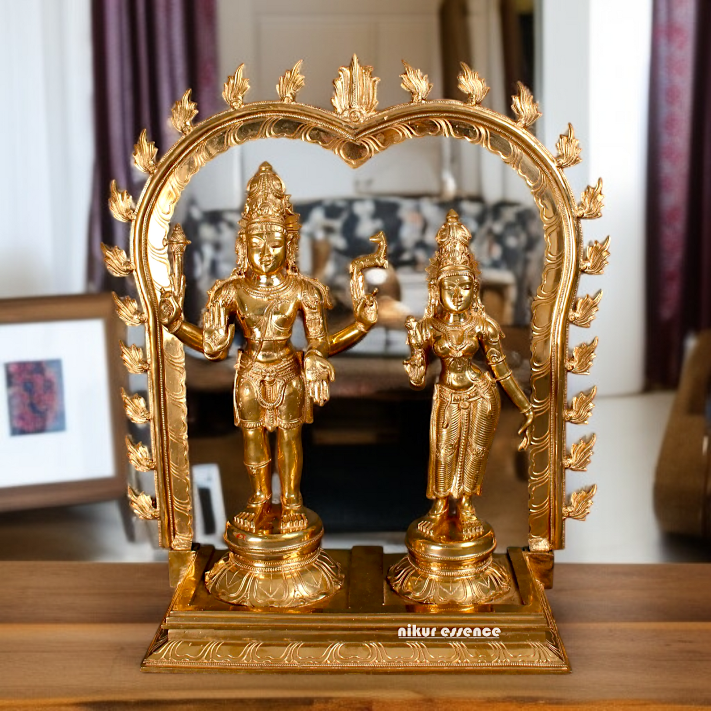 Large Shiva Pashupatinath with Parvati Devi Panchaloha idol - 25 inches Nikuressence