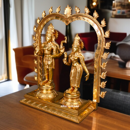 Large Shiva Pashupatinath with Parvati Devi Panchaloha idol - 25 inches Nikuressence