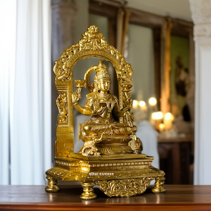 Goddess Lakshmi Devi with Four hand seated Panchaloha idol - 13 inches Nikuressence