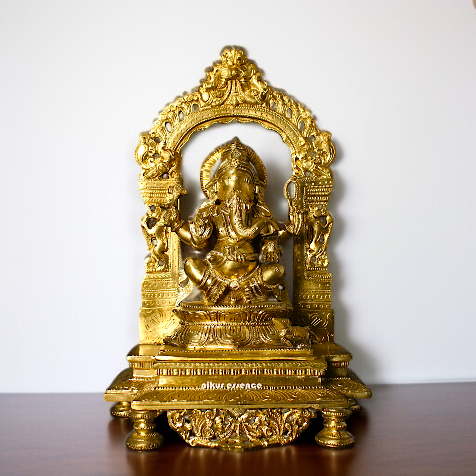 Ganesha Ganpati seated with Four Armed Panchaloha idol - 13 inches Nikuressence