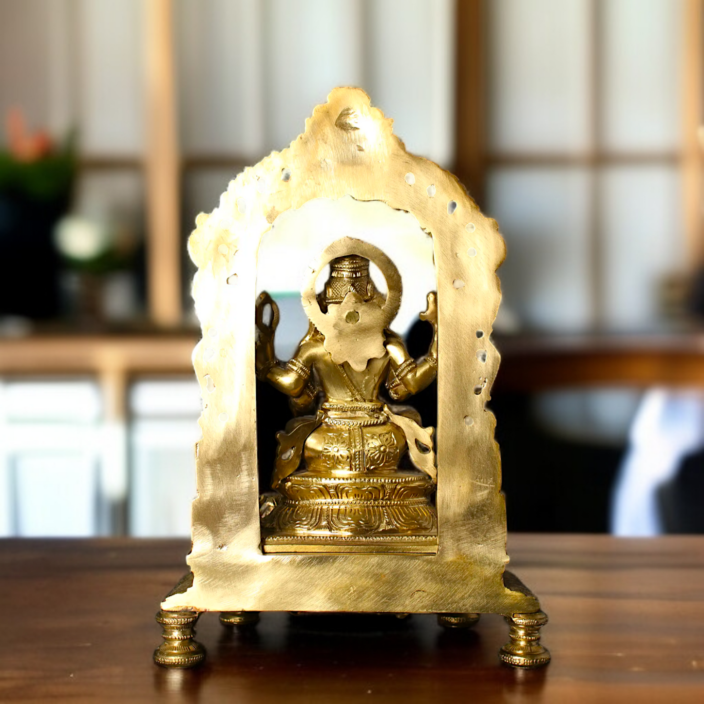 Ganesha Ganpati seated with Four Armed Panchaloha idol - 13 inches Nikuressence