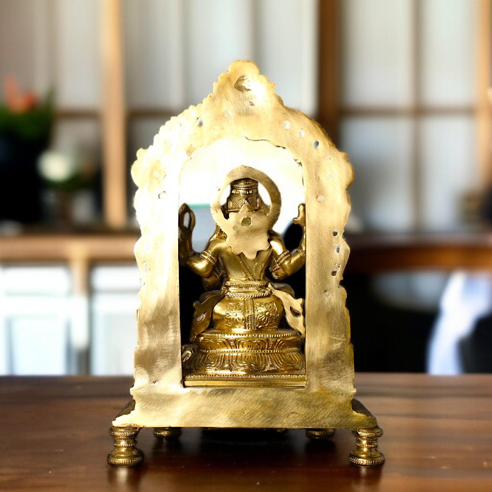 Ganesha Ganpati seated with Four Armed Panchaloha idol - 13 inches Nikuressence