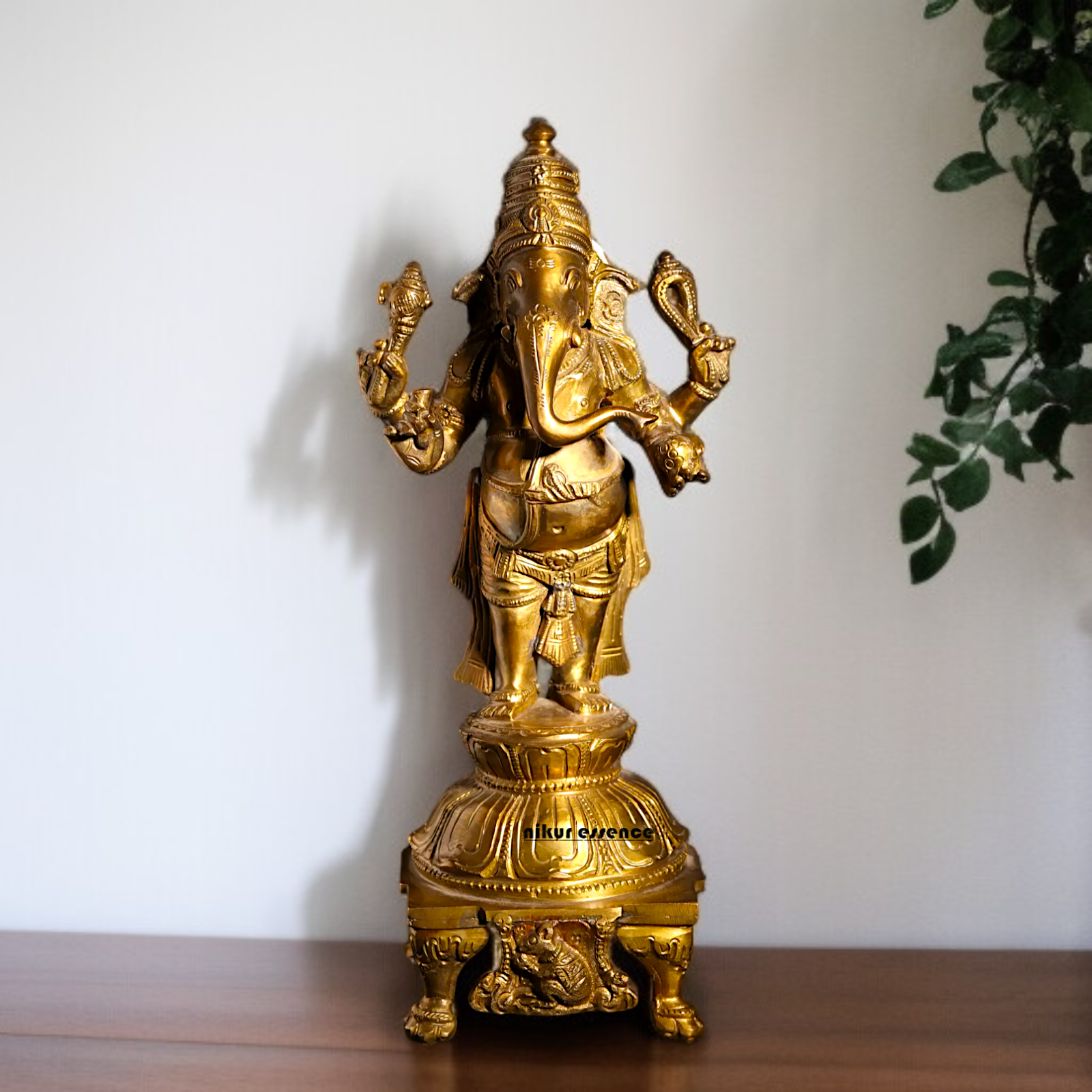 Ganpati Ganesha blessing Standing Four Armed Panchaloha idol- 11 inches Nikuressence