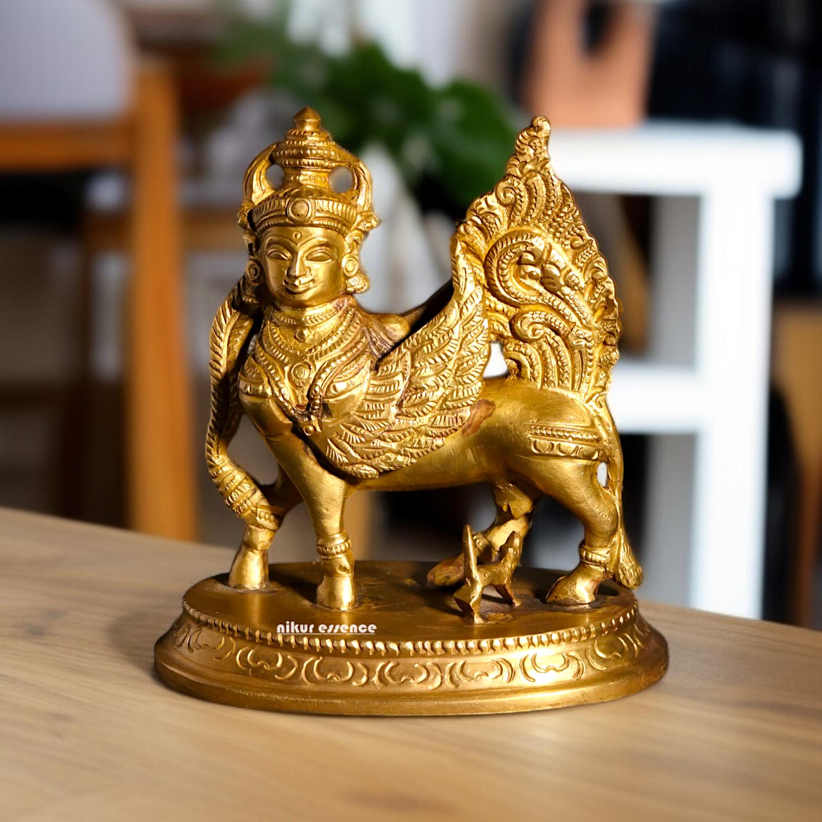 Goddess kamadhenu Cow with Calf Panchaloha idol- 5 inches Nikuressence