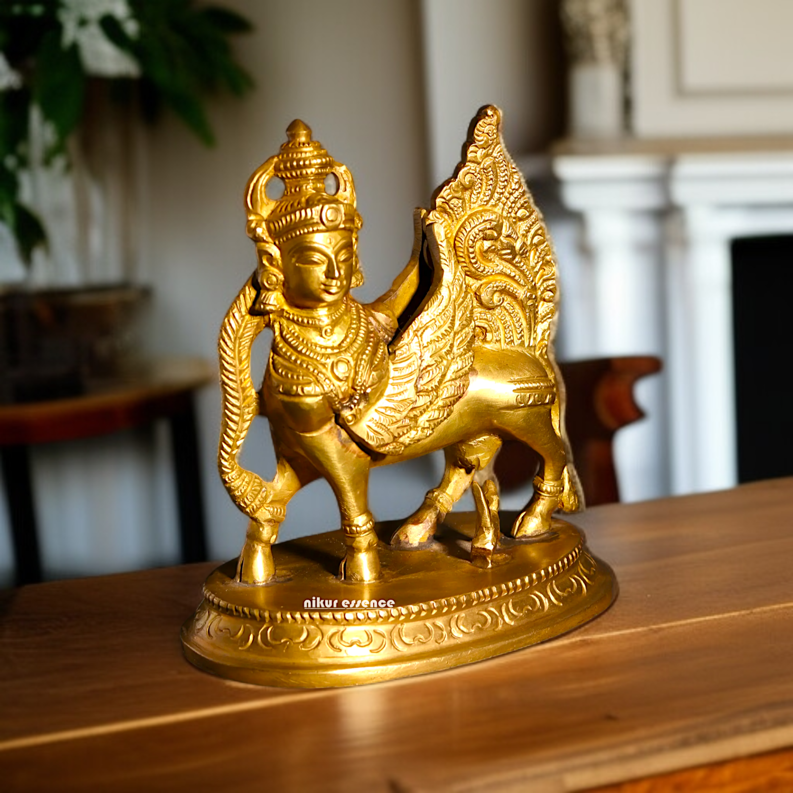 Goddess kamadhenu Cow with Calf Panchaloha idol- 5 inches Nikuressence