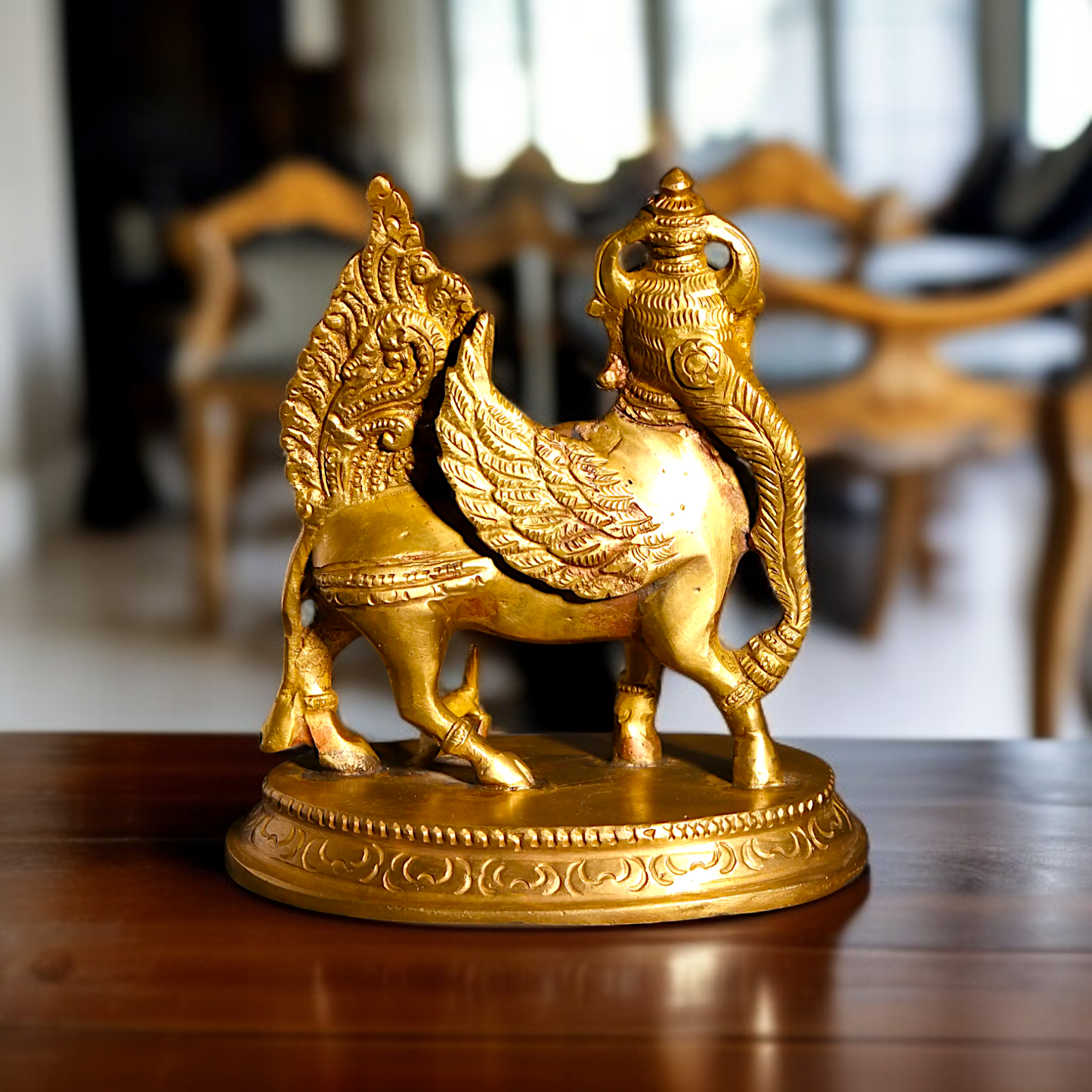 Goddess kamadhenu Cow with Calf Panchaloha idol- 5 inches Nikuressence