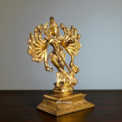 Mahishasur-Mardini Durga Devi eighteen Armed Panchaloha statue - 8 Inches Nikuressence