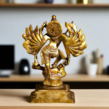 Mahishasur-Mardini Durga Devi eighteen Armed Panchaloha statue - 8 Inches Nikuressence