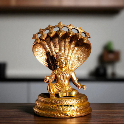 Bal krishna seated on sheshnag Panchaloha statue - 7 Inches Nikuressence