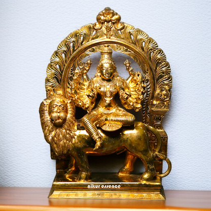 Large Durga Devi maa seated on lion Panchaloha statue - 27 Inches Nikuressence