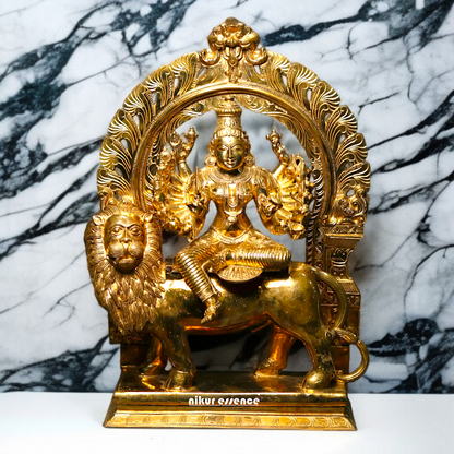 Large Durga Devi maa seated on lion Panchaloha statue - 27 Inches Nikuressence