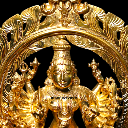 Large Durga Devi maa seated on lion Panchaloha statue - 27 Inches Nikuressence