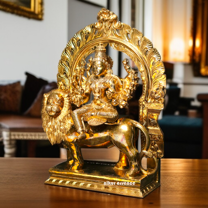 Large Durga Devi maa seated on lion Panchaloha statue - 27 Inches Nikuressence
