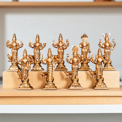 Navagraha With Vahana set Panchaloha idol - 12 inches Nikuressence