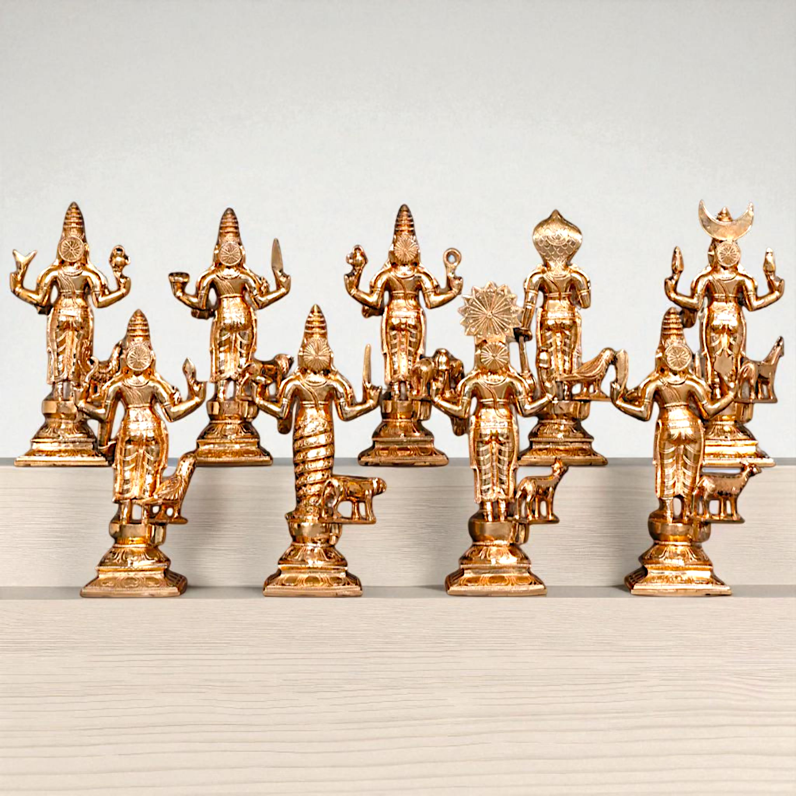 Navagraha With Vahana set Panchaloha idol - 12 inches Nikuressence