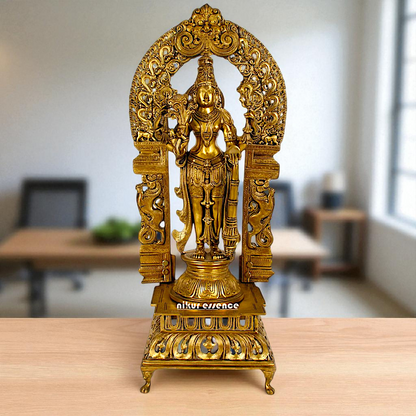 Large Vishnu with Kirtimukha Prabhavali Panchaloha statue - 39 inches Nikuressence