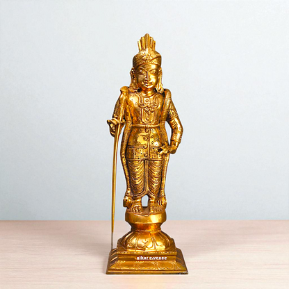 Panchaloha Kumara Kartikeya standing statue - 13 inches Nikuressence