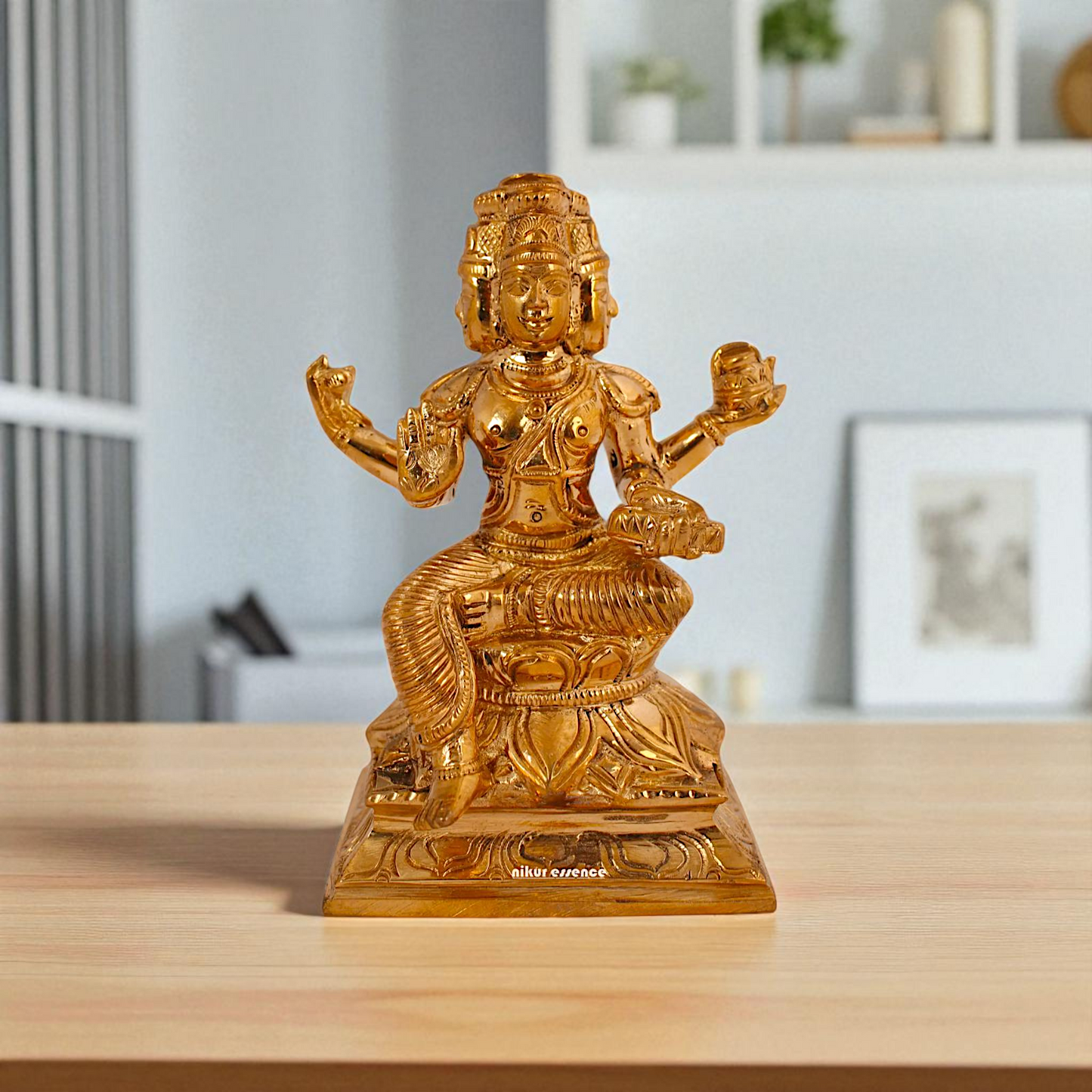 Brahma seated on Lotus Panchaloha idol - 4 inches Nikuressence
