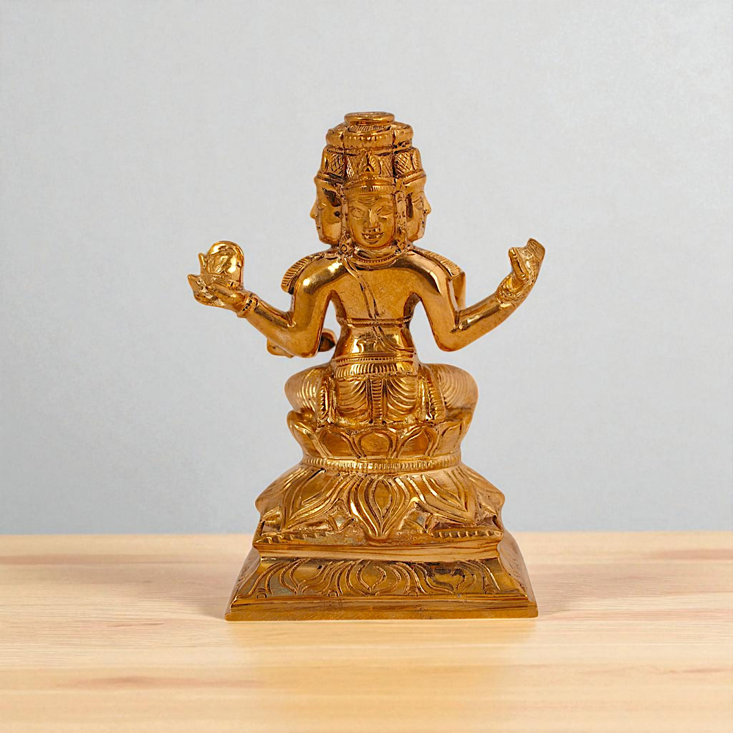 Brahma seated on Lotus Panchaloha idol - 4 inches Nikuressence
