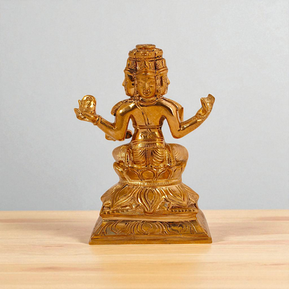 Brahma seated on Lotus Panchaloha idol - 4 inches Nikuressence