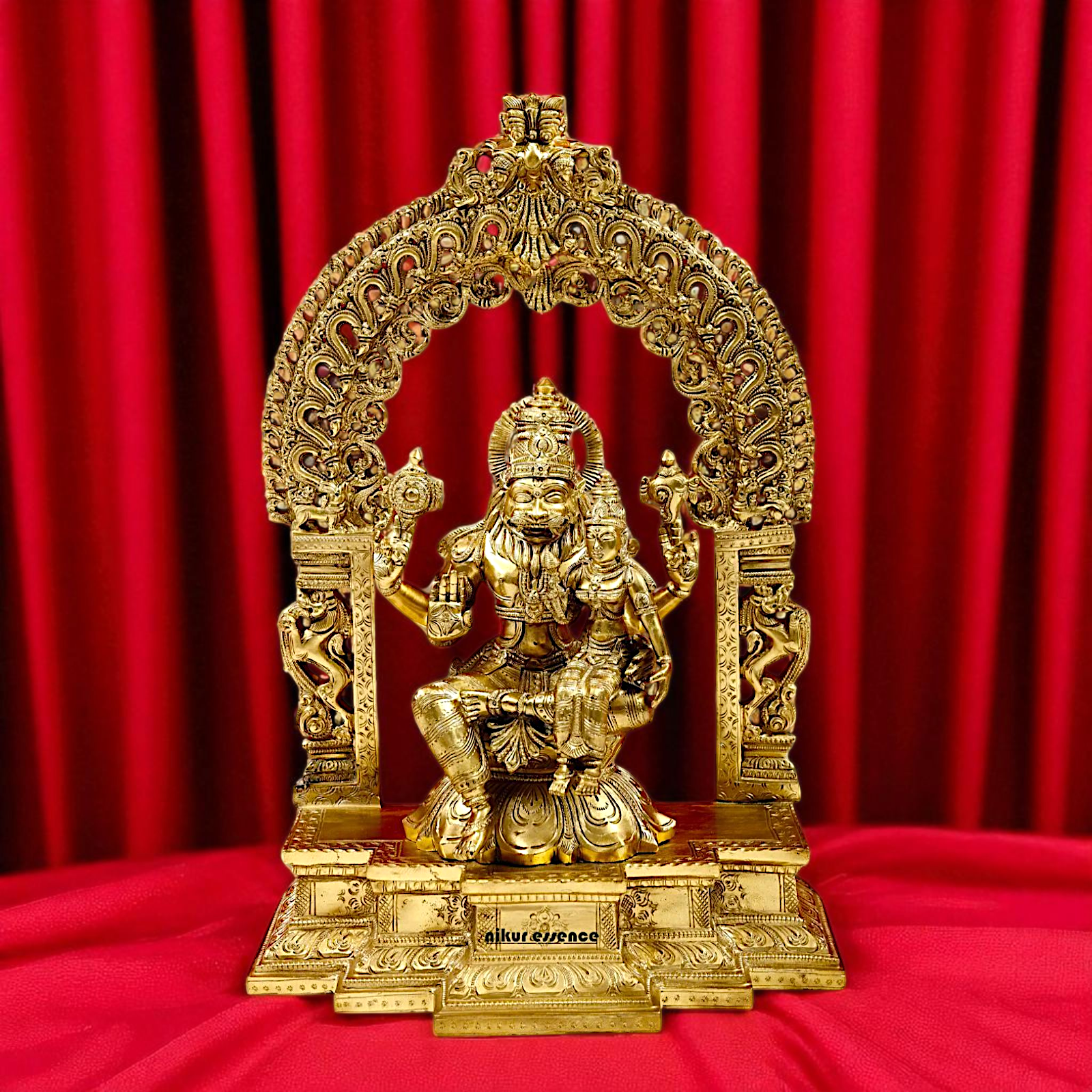 Narasimha with Lakshmi Panchaloha idol - 18 inches Nikuressence