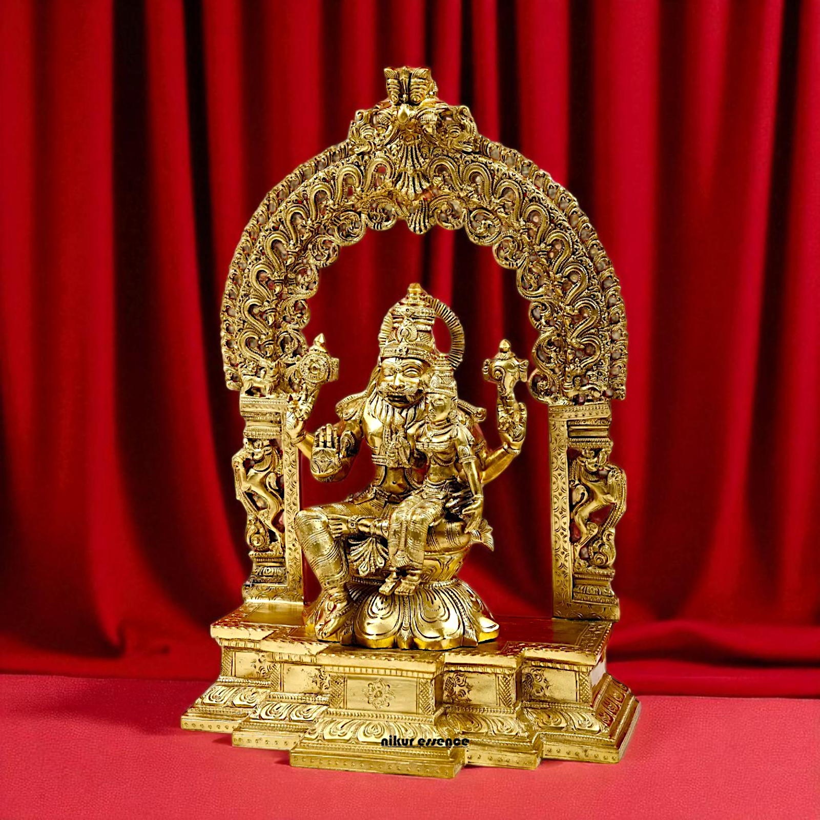 Narasimha with Lakshmi Panchaloha idol - 18 inches Nikuressence