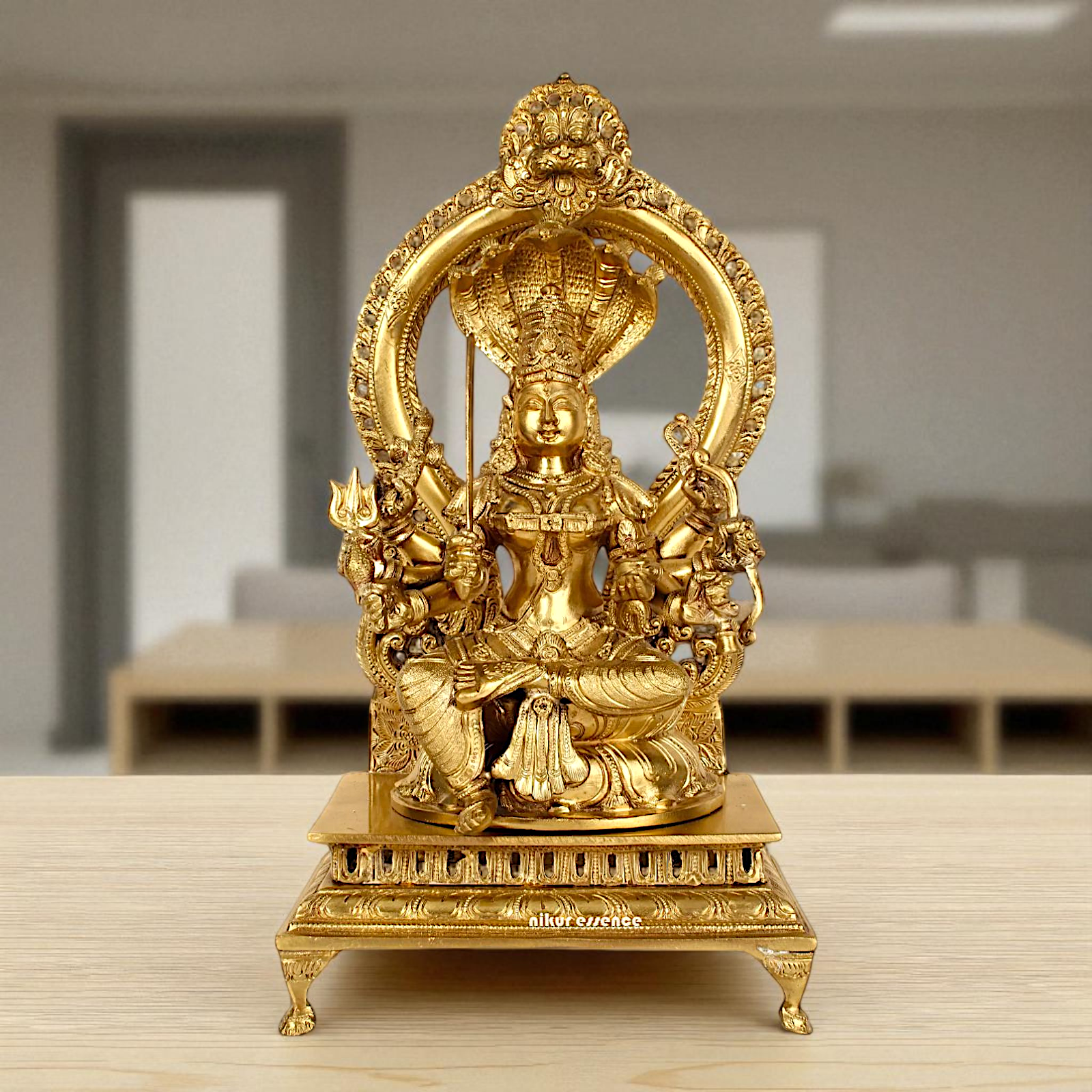 Goddess Ashtabhuja Dharini Devi Mariamman Panchaloha statue - 16 inches Nikuressence