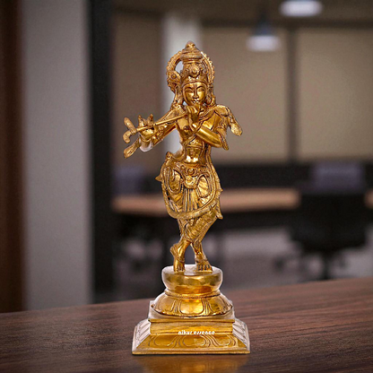 Panchaloha Krishna standing with Playing Flute idol - 14 inches Nikuressence