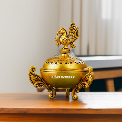 Buy Brass Peacock Dhoop Daani with Intricate Filigree Work and Traditional Design Nikuressence