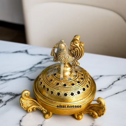 Buy Brass Peacock Dhoop Daani with Intricate Filigree Work and Traditional Design Nikuressence