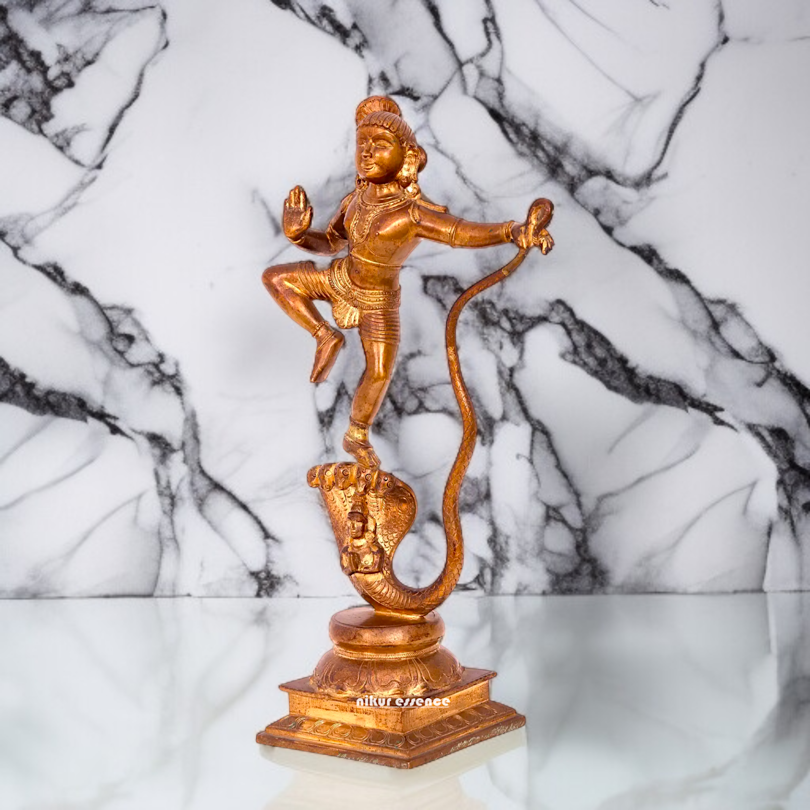 Panchaloha Kaliya Naag Krishna standing idol - 15 inches Nikuressence